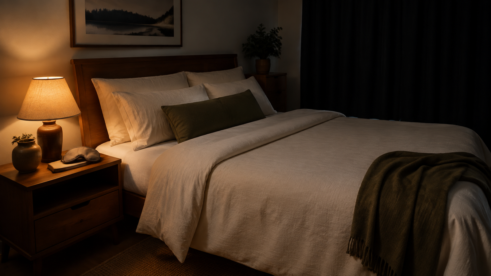 Better bedtime routine in a dark quiet and comfortable bedroom