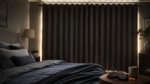 Blackout curtains, a sleep mask, and earplugs blocking unwanted morning disturbances
