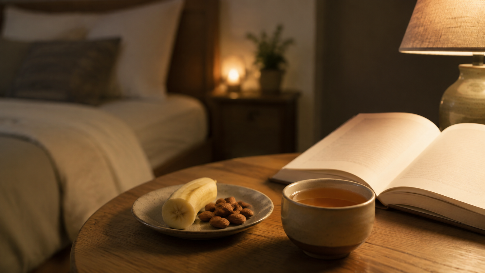 Foods that help you sleep served as a small banana and almond bedtime snack