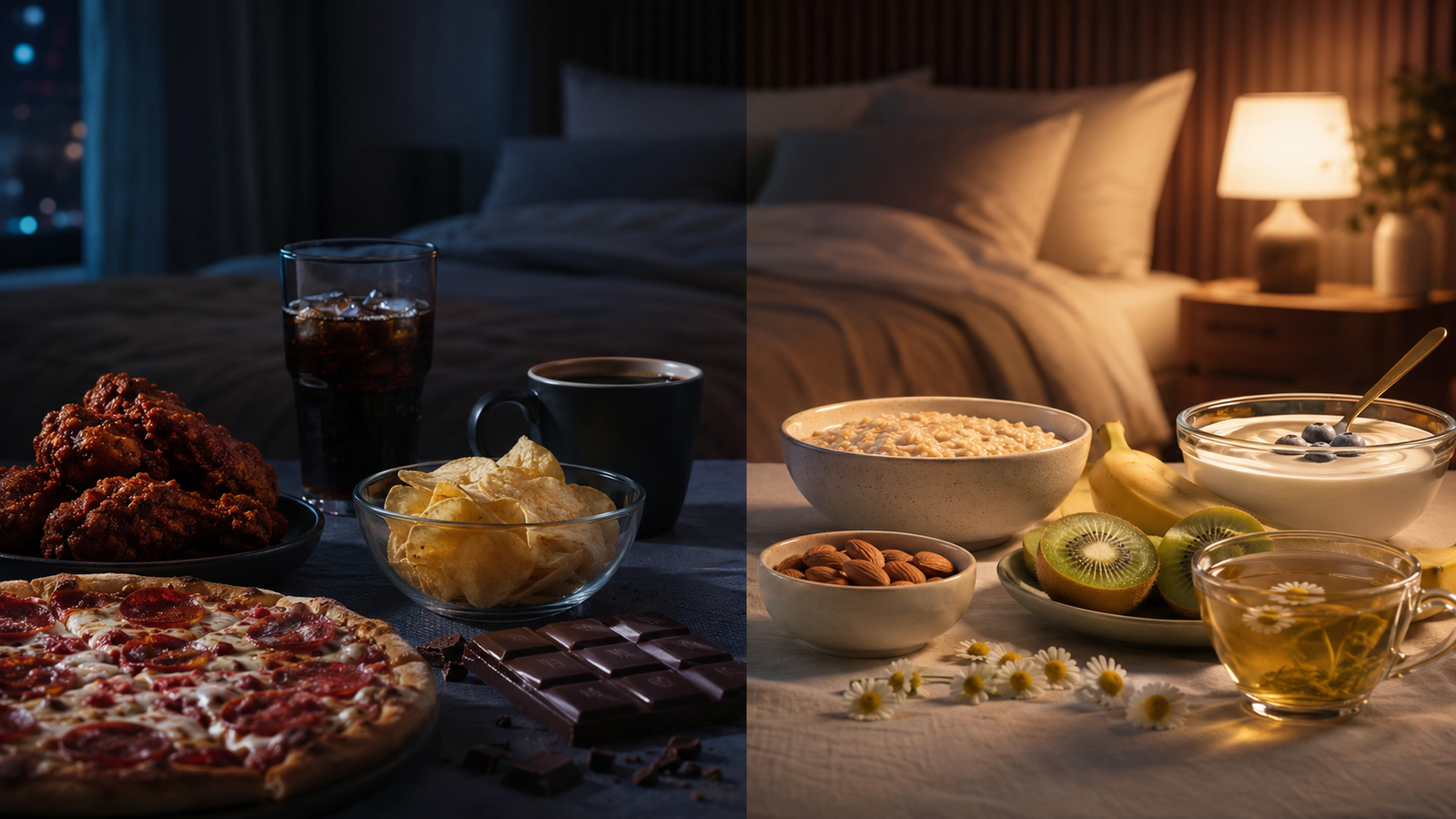 Foods to avoid before bed compared with healthy bedtime snacks