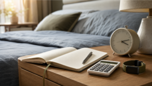 Sleep journal clock calculator and wearable used to calculate sleep efficiency