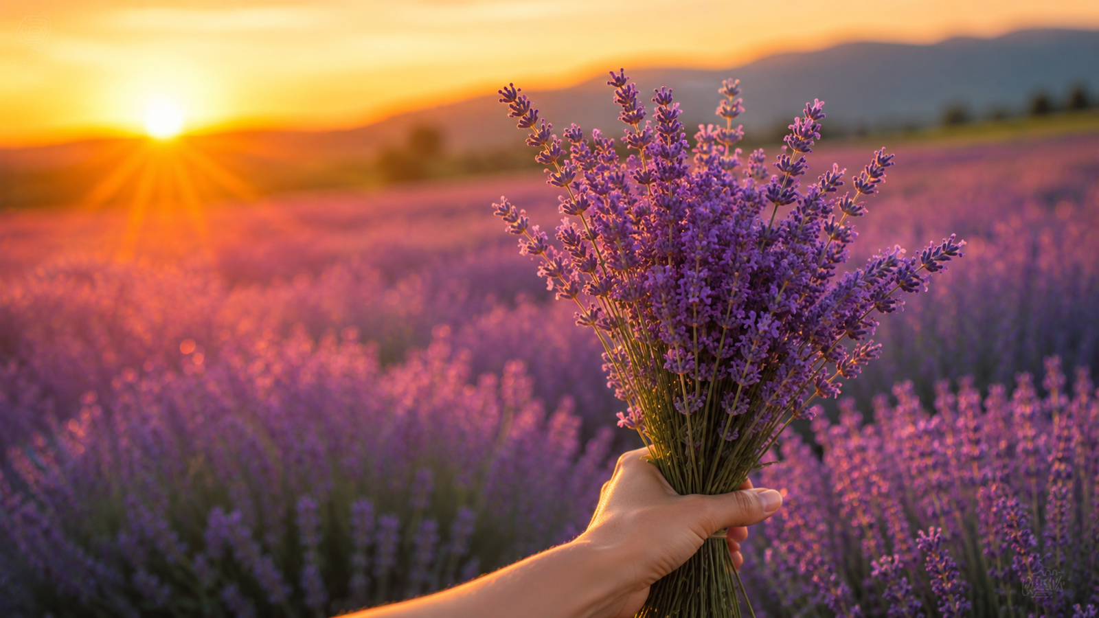 lavender for sleep with fresh lavender flowers at sunset