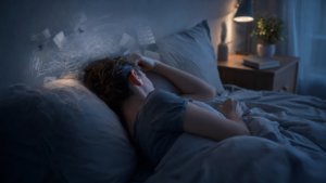 Stress causing racing thoughts and difficulty sleeping at night