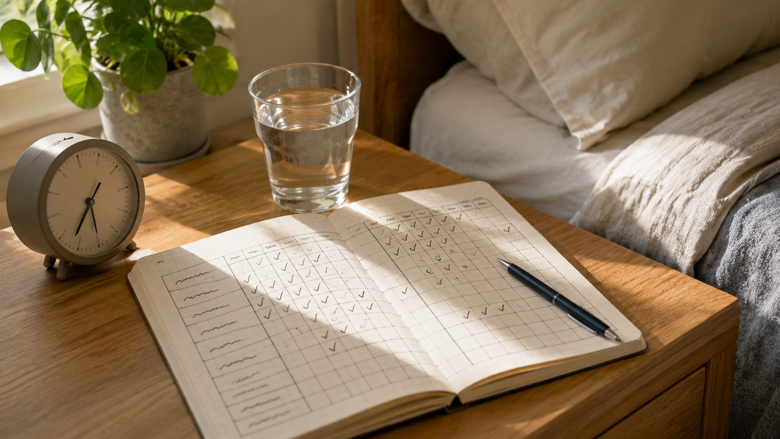 Two-week sleep diary for learning how to fall asleep faster naturally