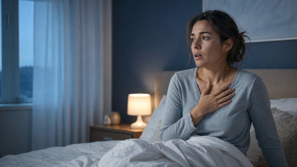 Woman wondering why do I wake up short of breath after suddenly waking